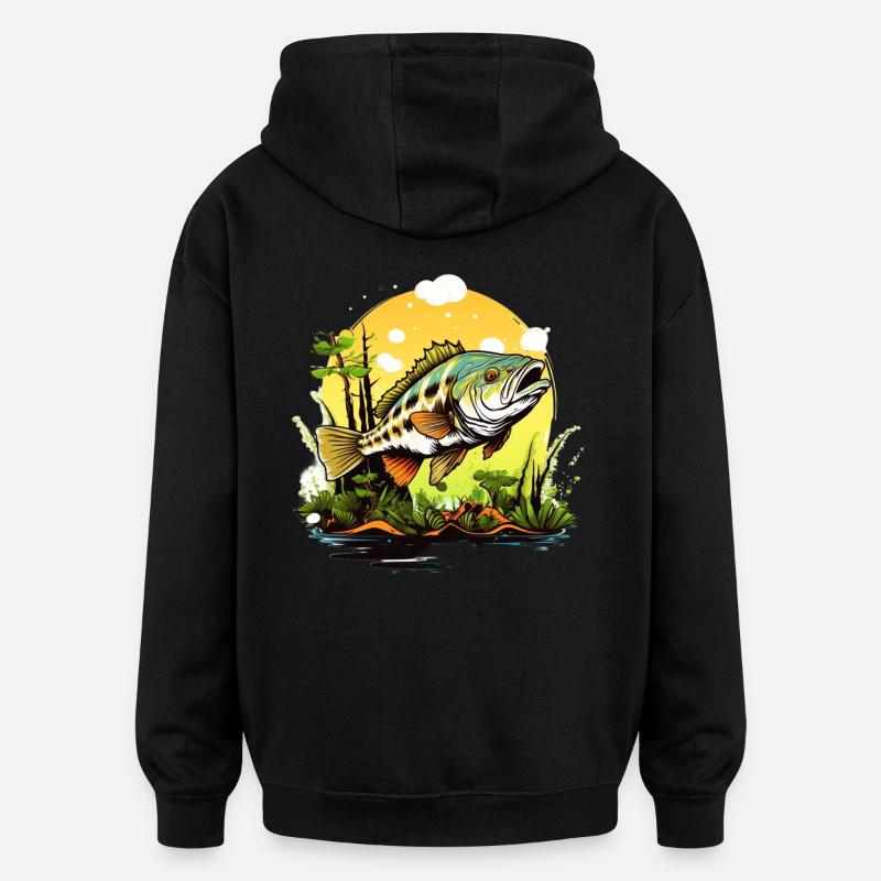 Poisson bar - Sweat à capuche oversize unisexe - noir