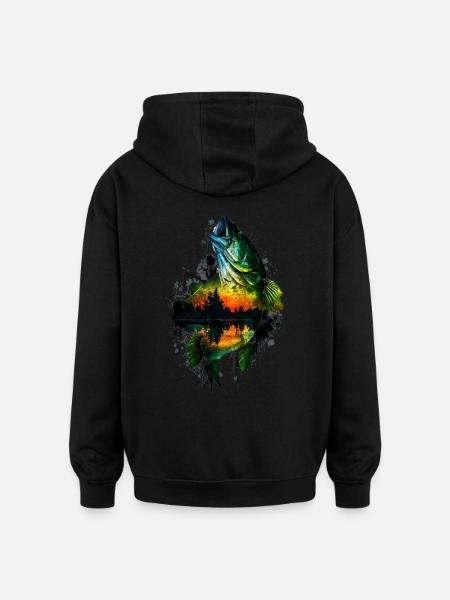 Bass Fish - Oversized Unisex Hoodie - black