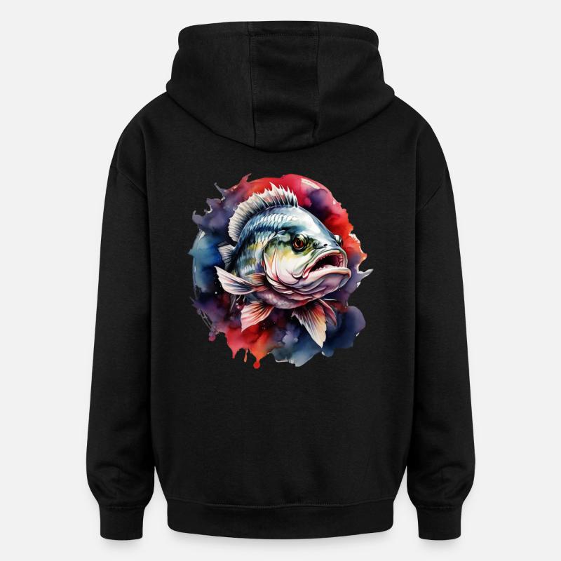 Poisson bar - Sweat à capuche oversize unisexe - noir