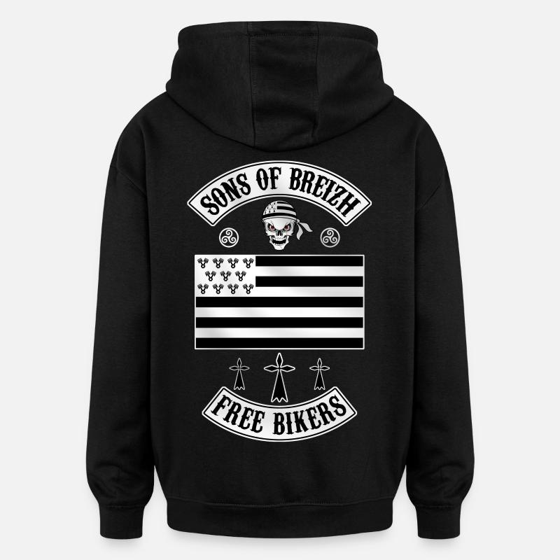 breizh bikers - Sweat à capuche oversize unisexe - noir