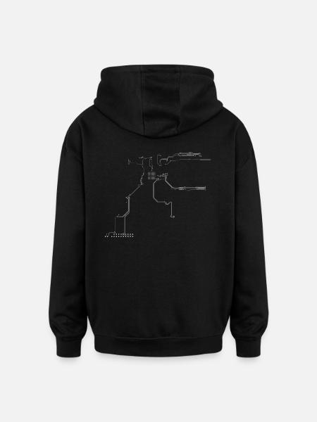 Interconnects in white - Oversized Unisex Hoodie - black