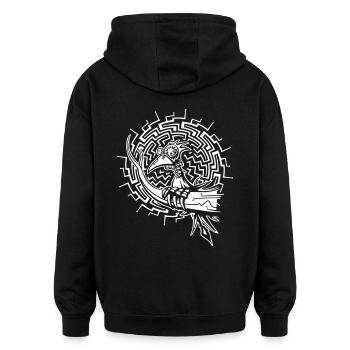 originofelectronic (negativ) - Oversized Unisex Hoodie - Schwarz - Hinten - Noah (186cm)
