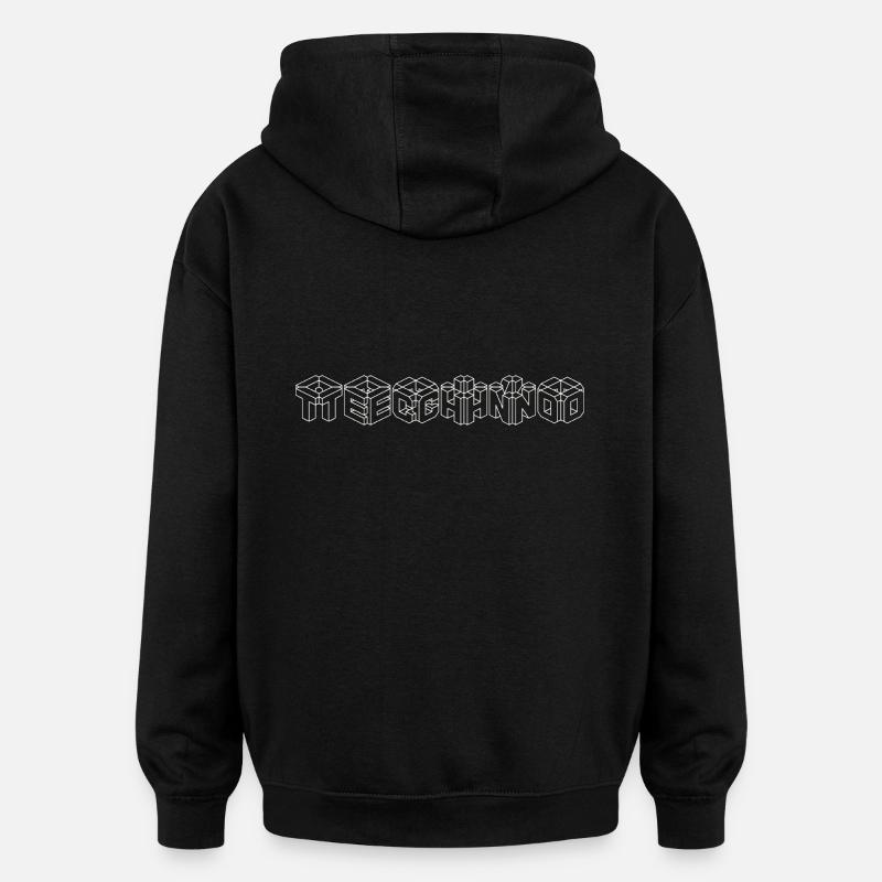 techno1 - Sweat à capuche oversize unisexe - noir