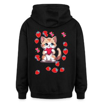 Années 80 Rétro Chat Chats Fraises Fraise Enfants - Sweat à capuche oversize unisexe - noir - Dos - Noah (186cm)