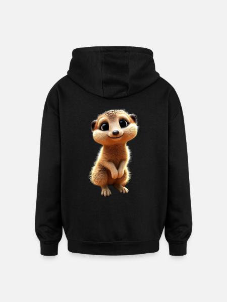 Surikat, dyreelsker, sød, surikat, desmerdyr - Oversize unisex hoodie - sort