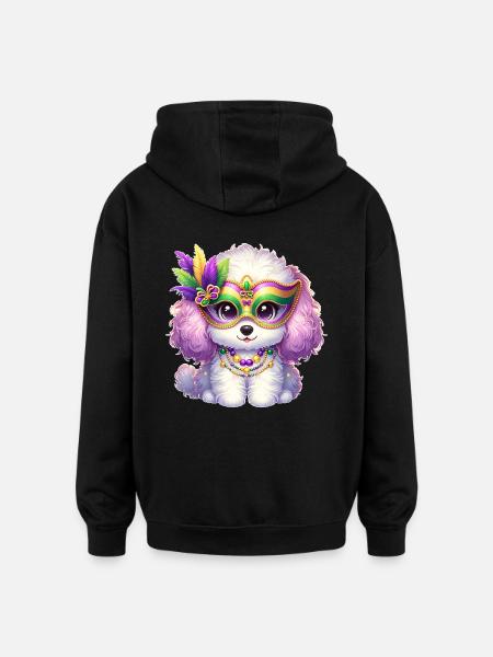 Mardi Gras Poodle Design - Oversized Unisex Hoodie - black