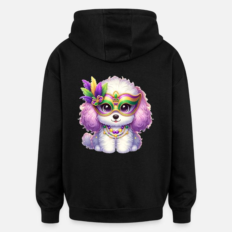 Mardi Gras Poodle Design - Oversized Unisex Hoodie - black