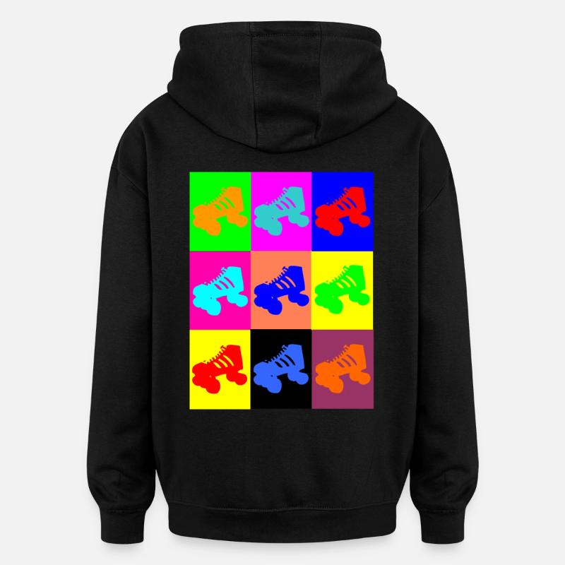 Roller coloré - Sweat à capuche oversize unisexe - noir