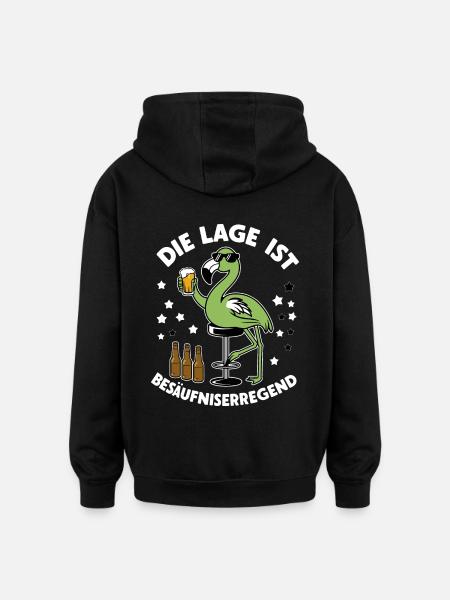 Funny green flamingo - Oversized Unisex Hoodie - black