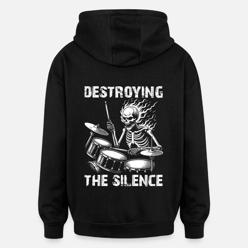 Drummer Skull Skelett am Drumset - Oversized Unisex Hoodie - Schwarz