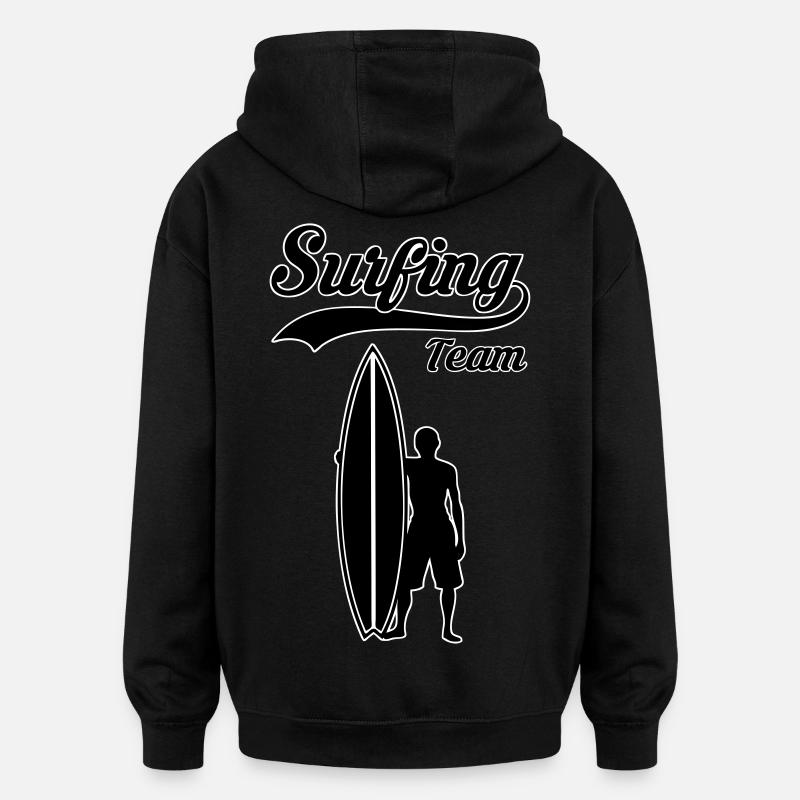surfing team - Sweat à capuche oversize unisexe - noir