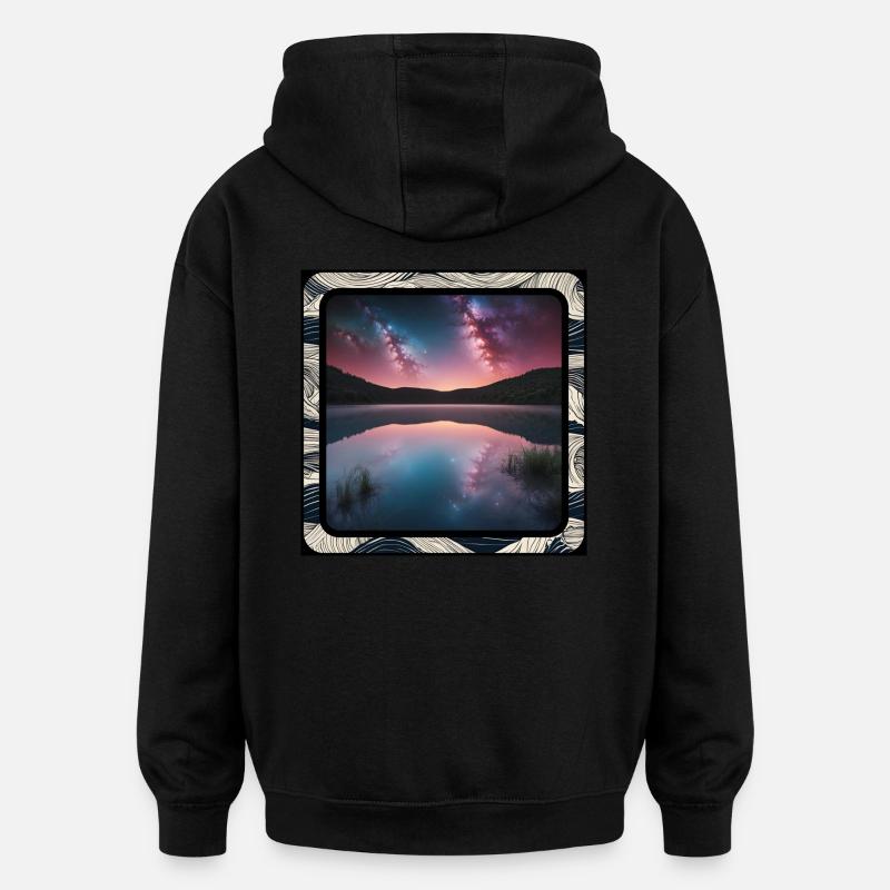 Seascape with reflections - Oversized Unisex Hoodie - black