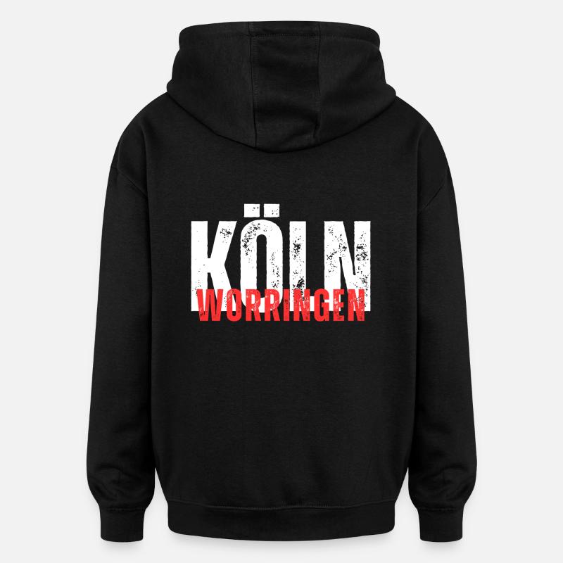 Worringen blanc rouge - Sweat à capuche oversize unisexe - noir