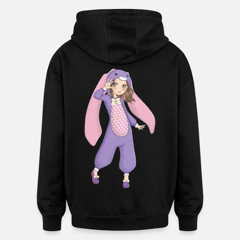 Mangas - Sweat à capuche oversize unisexe - noir