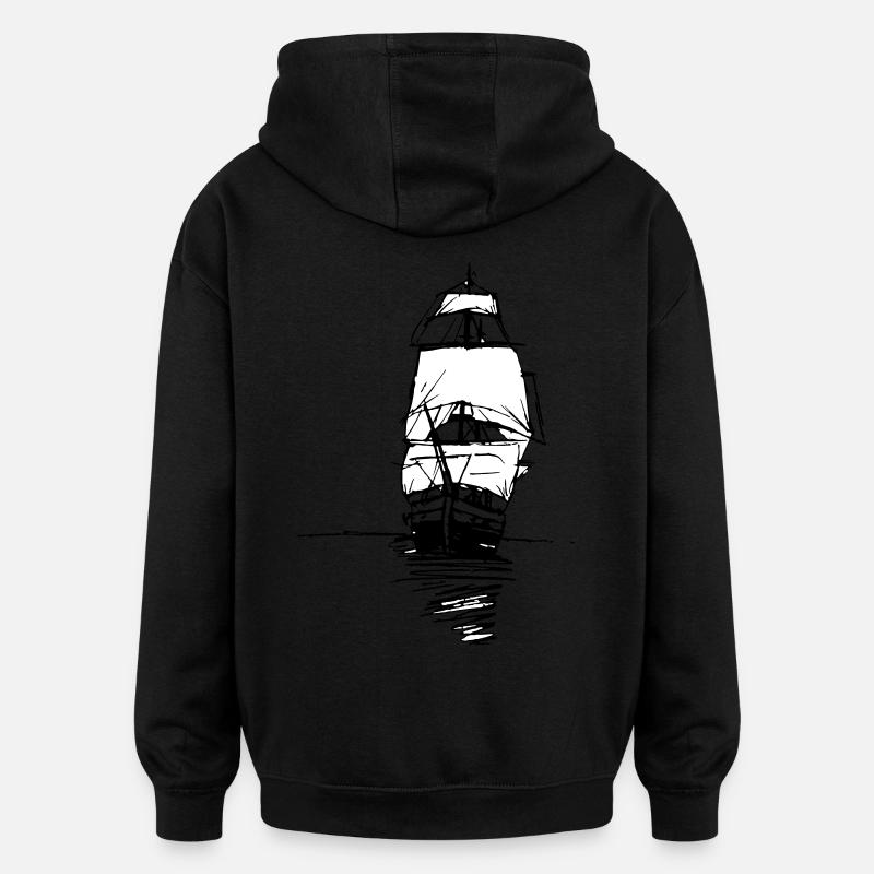 Ein altes Schiff - Oversized Unisex Hoodie - Schwarz