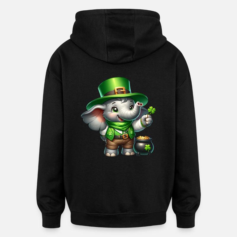 St. Patricks Day Elefant Feier - Oversized Unisex Hoodie - Schwarz