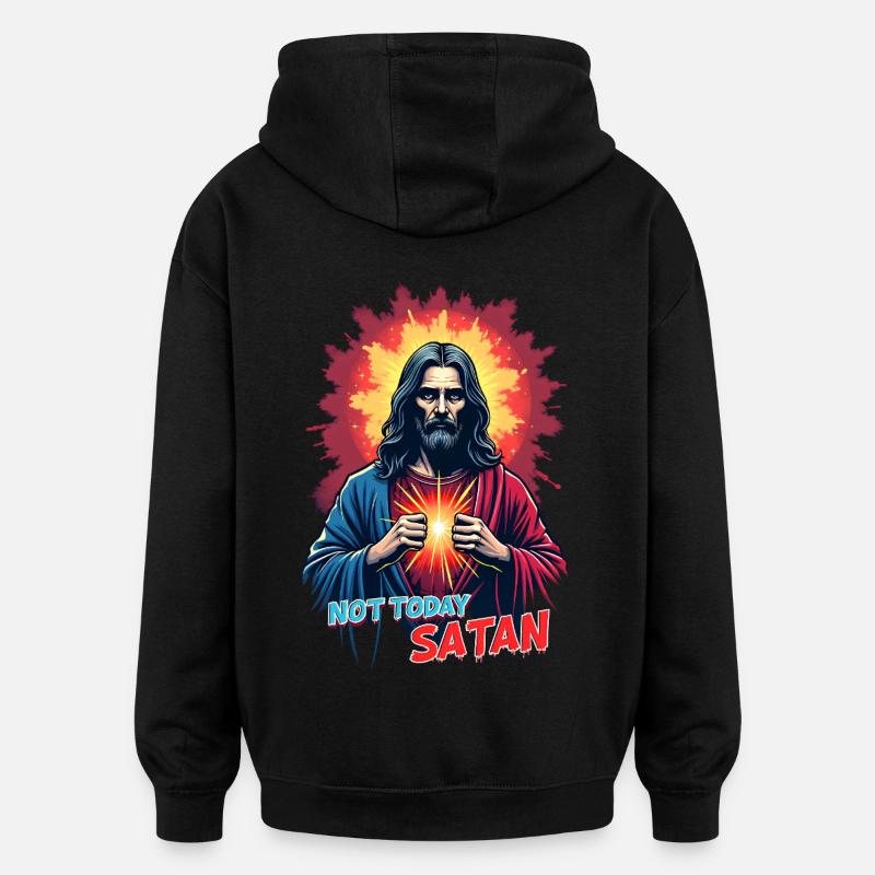 Pas aujourd’hui satan - Sweat à capuche oversize unisexe - noir