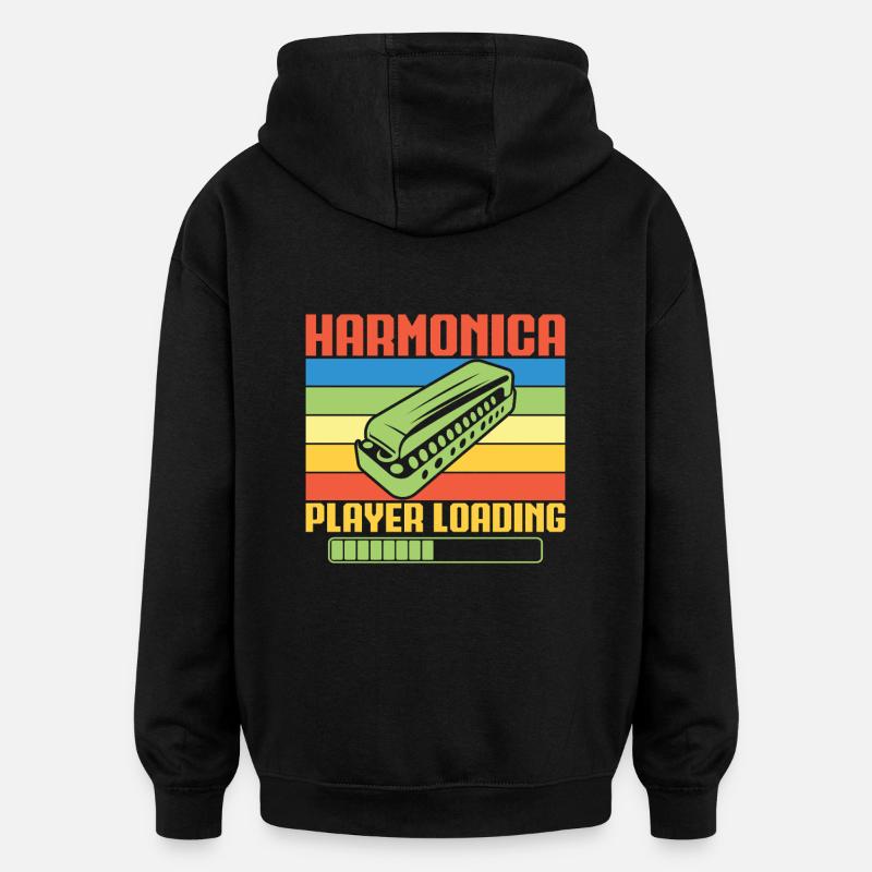 Funny Harmonica Player Loading Harmonica - Oversized Unisex Hoodie - Schwarz