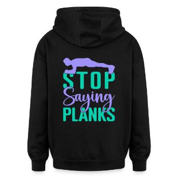 Les fanatiques de fitness arrêtent de dire planches, gymnastique suédoise - Sweat à capuche oversize unisexe - noir - Dos - Noah (186cm)