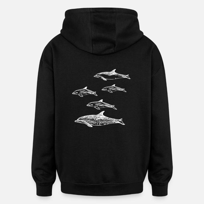 Delfin Schule - Oversized Unisex Hoodie - Schwarz