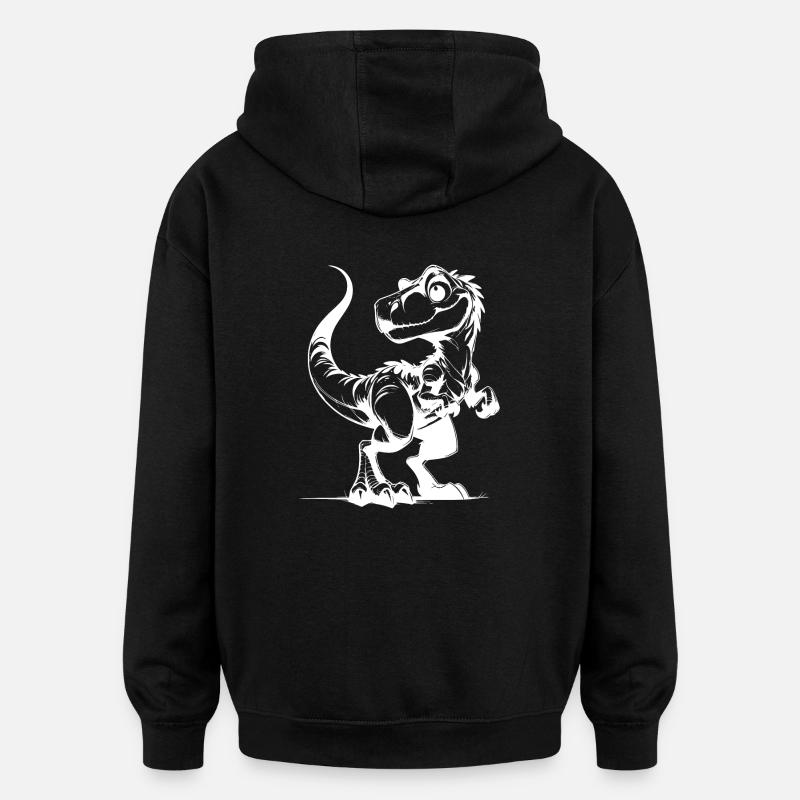 Dinosaur Drawing Pencil Sketch - Oversized Unisex Hoodie - black