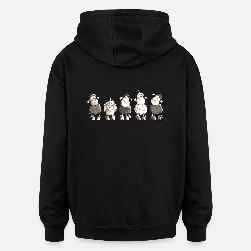 Funny Sheep - Schaf - Schafe - Oversized Unisex Hoodie - Schwarz