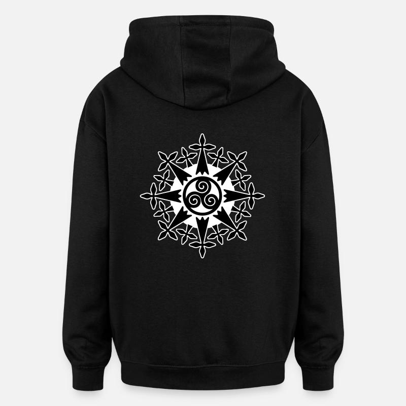 Bretagne Hermines - Sweat à capuche oversize unisexe - noir
