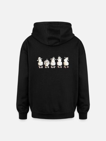 Funny White Sheep - Oversized Unisex Hoodie - black