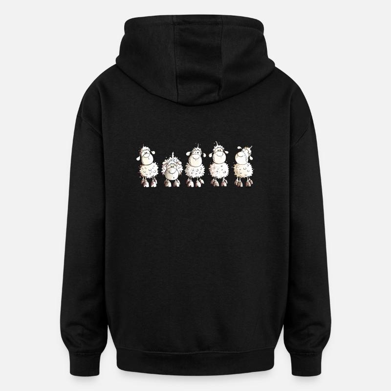 Funny Sheep - Moutons - Mouton - Sweat à capuche oversize unisexe - noir