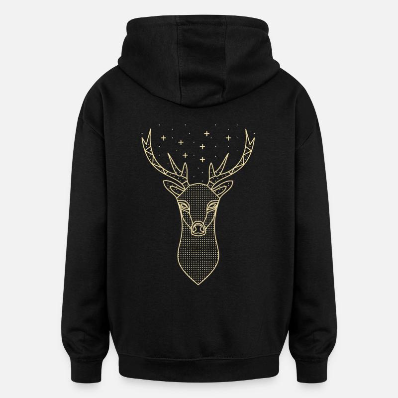 Hirsch Hirschgeweih Sterne - Oversized Unisex Hoodie - Schwarz