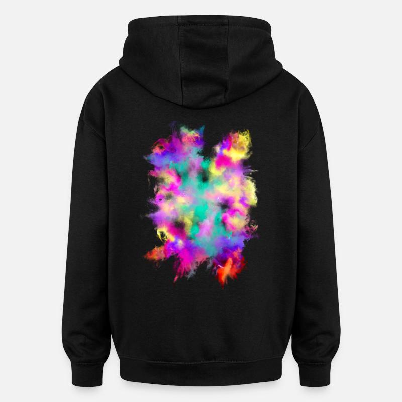 Farbexplosion - Oversized Unisex Hoodie - Schwarz