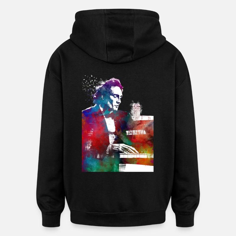 Pianiste art musical - Sweat à capuche oversize unisexe - noir