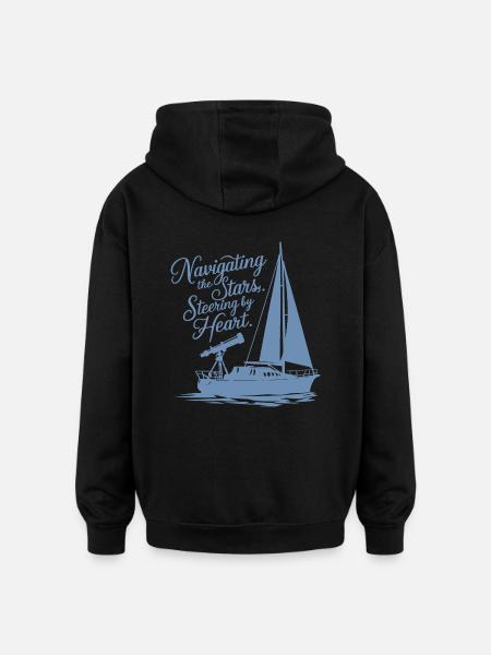 Sailing, Sailboat, Stars, Telescope - Oversized Unisex Hoodie - black