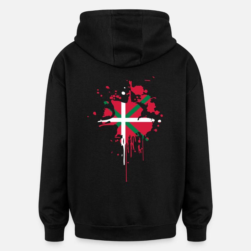 Drapeau Basque Tâche - Sweat à capuche oversize unisexe - noir