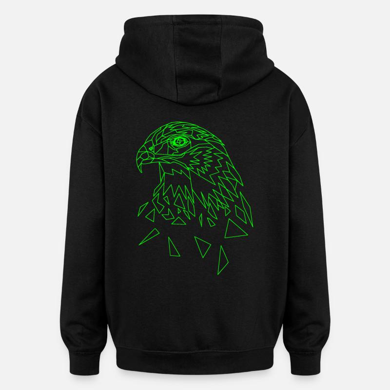 Aigle vert géométrique - Sweat à capuche oversize unisexe - noir