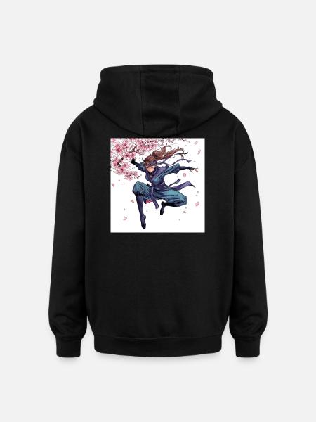 Cherry Blossom Warrior Style - Oversized Unisex Hoodie - black
