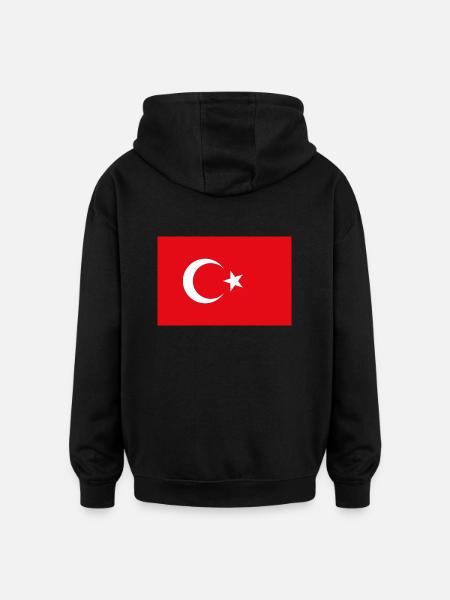 National Flag of Turkey - Oversized Unisex Hoodie - black
