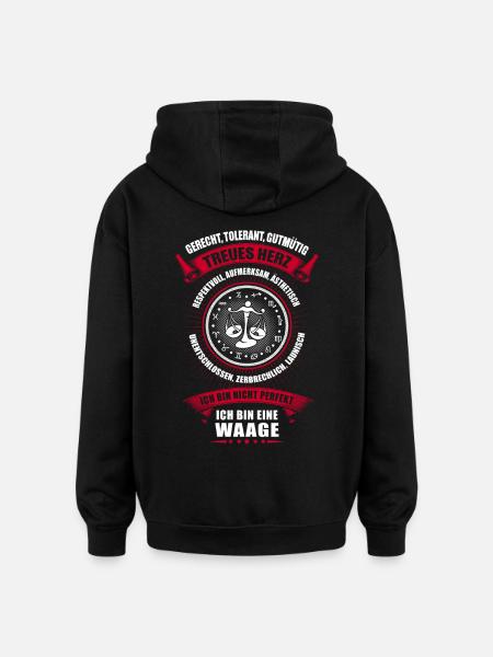 Waage Sternzeichen Horoskop - Oversized Unisex Hoodie - Schwarz