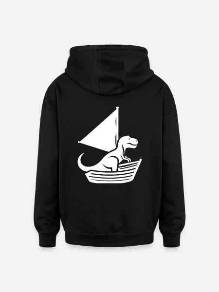 Cool Summer Sailboat T-Rex Silhouette - Oversized Unisex Hoodie - black