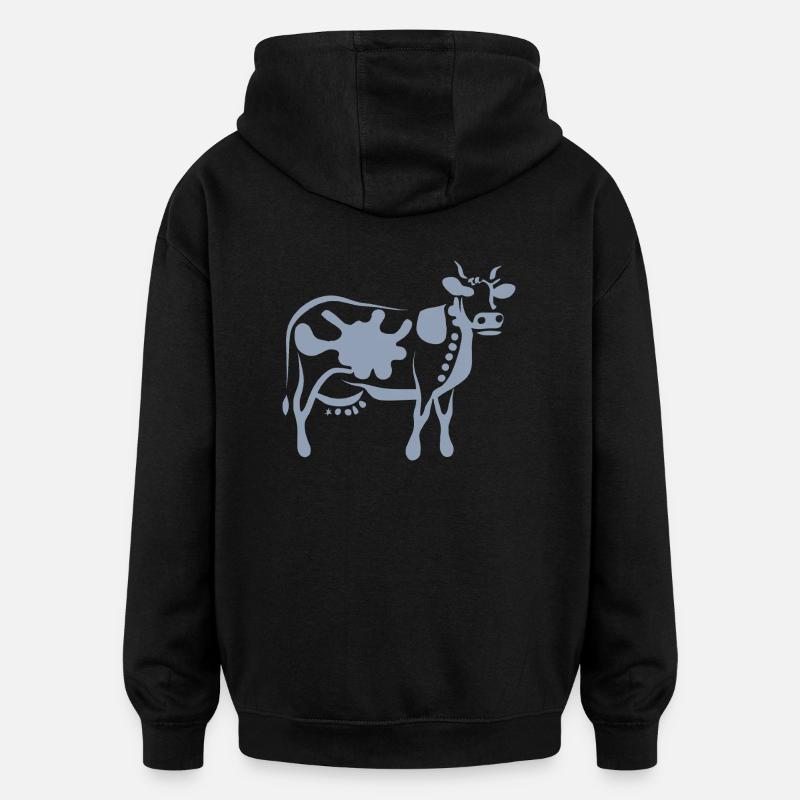 Cow Art Abstract - Oversized Unisex Hoodie - black