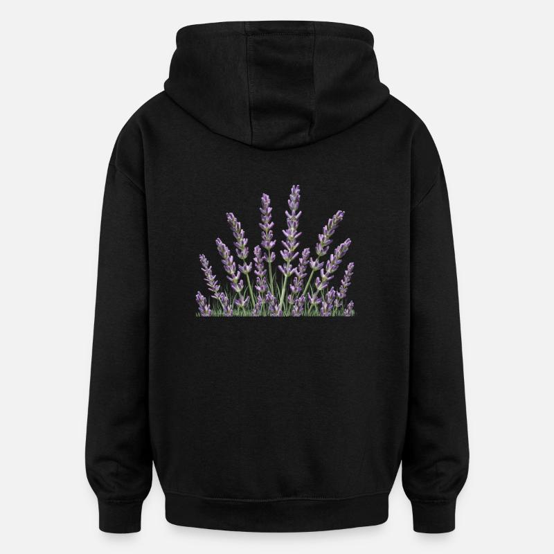 Lavande Tiges de lavande - Sweat à capuche oversize unisexe - noir