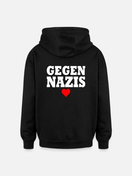 Gegen nazis - Oversized Unisex Hoodie - Schwarz