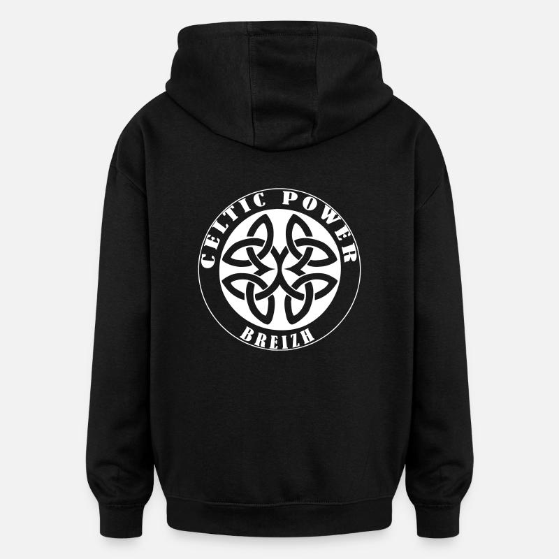 Celtique Power Breizh 3 - Sweat à capuche oversize unisexe - noir