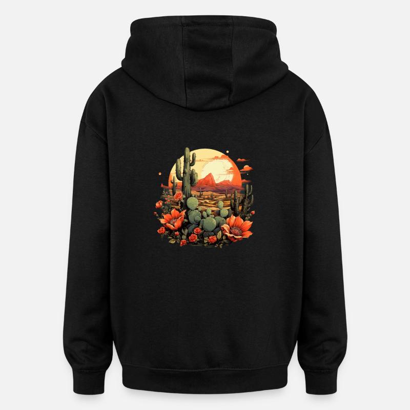 Cactus - Sweat à capuche oversize unisexe - noir