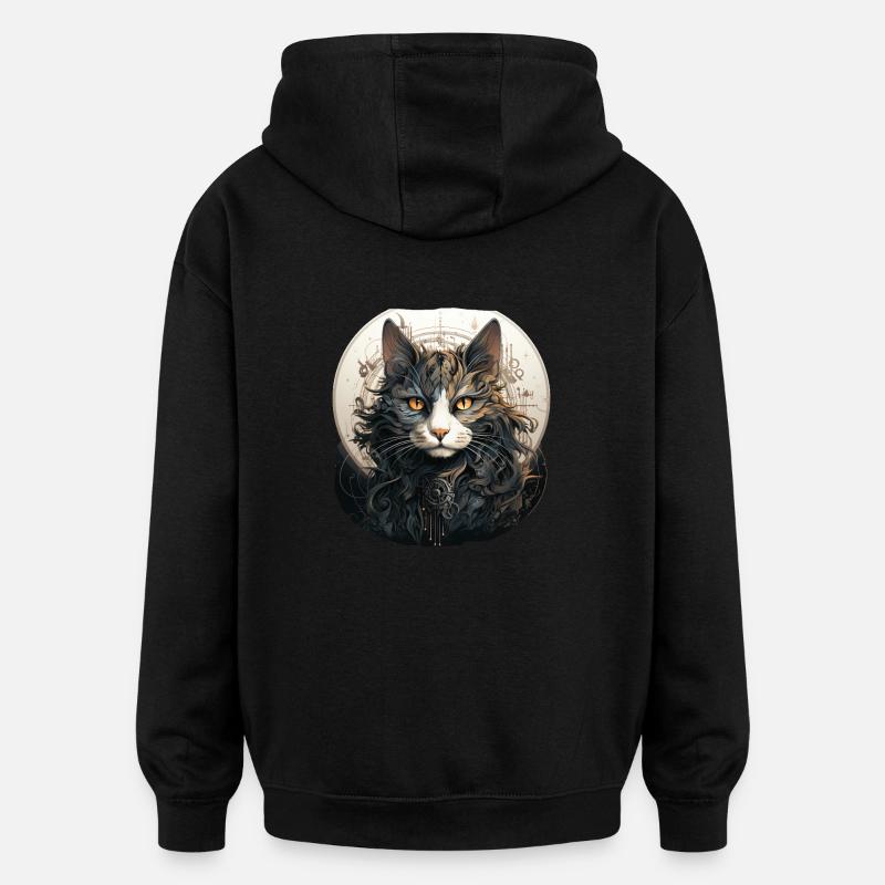 Katze - Oversized Unisex Hoodie - Schwarz