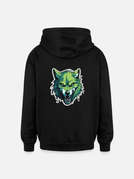 Wolf - Illustration - Oversized Unisex Hoodie - black