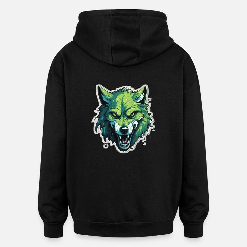 Wolf - Illustration - Oversized Unisex Hoodie - black