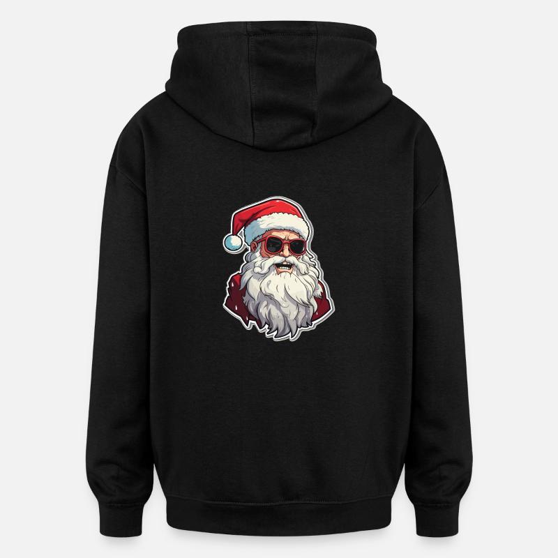 Père Noël - illustration - Sweat à capuche oversize unisexe - noir