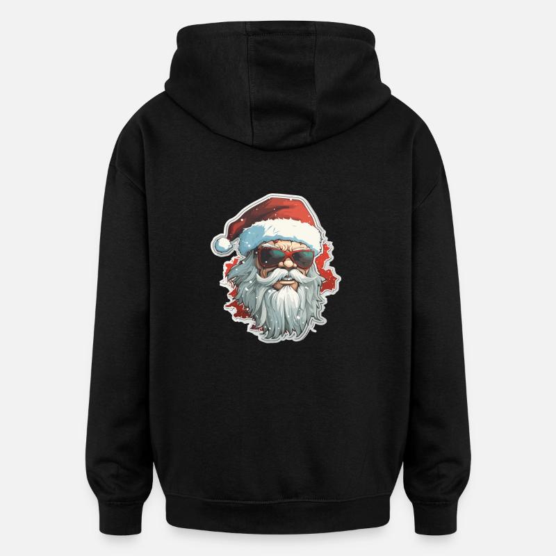 Père Noël - illustration - Sweat à capuche oversize unisexe - noir