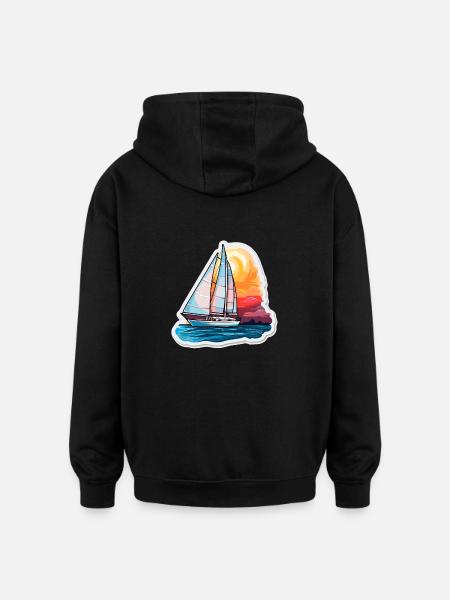 Sailboat - illustration - Oversized Unisex Hoodie - black